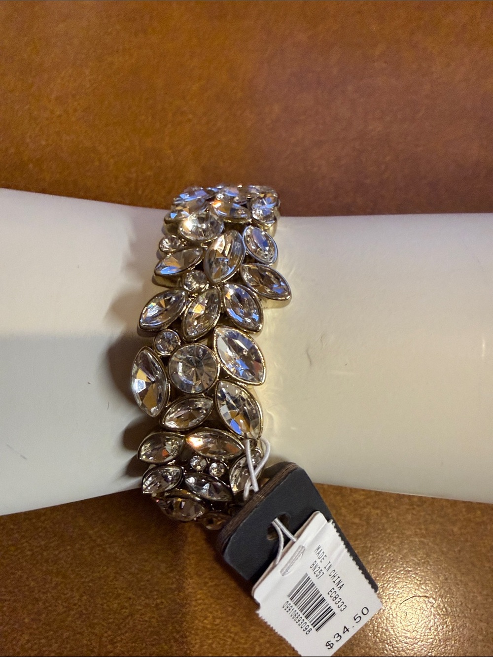 J. Crew Factory Clear Crystal Marquise Stretch Bracelet - Silver-Tone